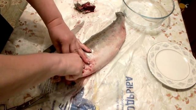 Чистка и разделка рыбы красной  с икрой