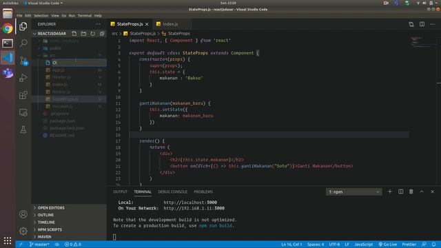 React JS Dasar Bahasa Indonesia : 4. State dan Props смотреть онлайн