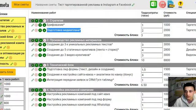 Стоимость работ  Агентство Евгения Евтеева
