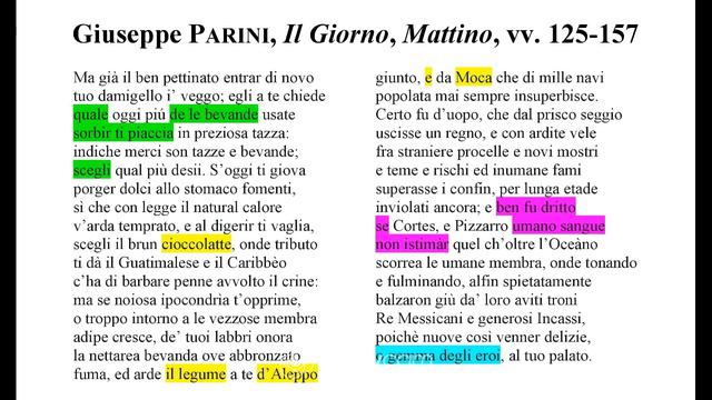 Cioccolata o caffè? La colazione del "giovin signore" : Giuseppe Parini, "Mattino", vv. 125-157 смотреть онлайн