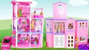 Кукла Барби розовый таунхаус распаковка и сборка кукольного дома barbie maison de poupee rumah bonek