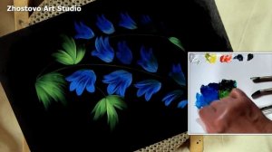 Мастер-класс по Жостовской росписи. Цветы Лесные колокольчики. Художник Лариса Гончарова