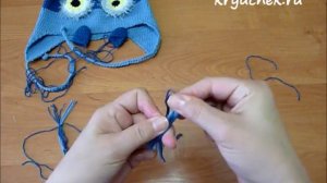 Кисточки для шапки. Шапка Сова крючком (Owl. Pompons for hats)