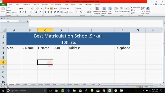 How to learn data entry in excel in Tamil