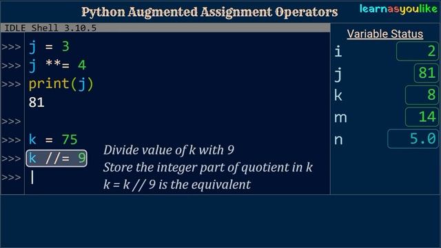 Python augmented assignment operators