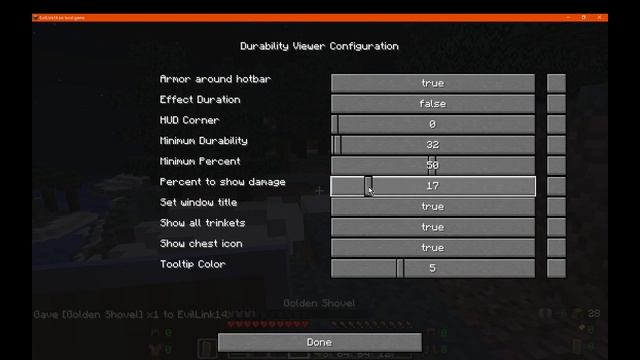 Giselbaer's Durability Viewer Rift1.13.2,Forge & Fabric 1.12-20w10a Redo Overview Part 2 - Configs
