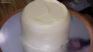 Украшение тортов-как сделать базовую обмазку торта двумя цветами, two-tone coating of cake