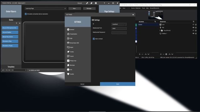 HOW TO CONNECT OBS   TOUCHPORTAL TUTORIAL USING PALAKIS WEBSOCKET