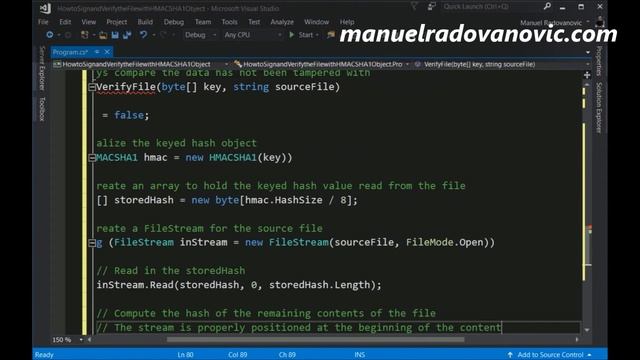 C# 6.0 Tutorial - Advanced - 65. How to Sign and Verify the File with HMACSHA1 Object смотреть онлайн