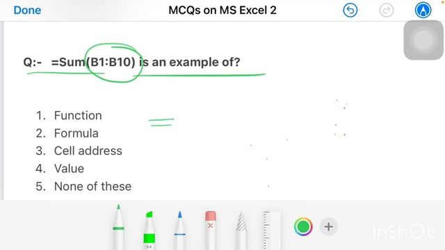 MCQs on MS Excel for jkssb finance accounts assistant and sub inspector