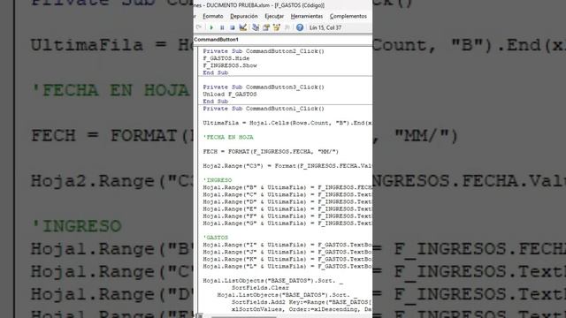 Formato de formulario VBA