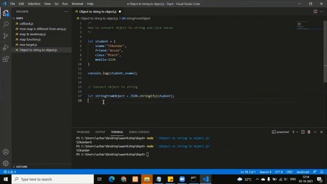 NodeJS Interview Question: Object to string to object conversation