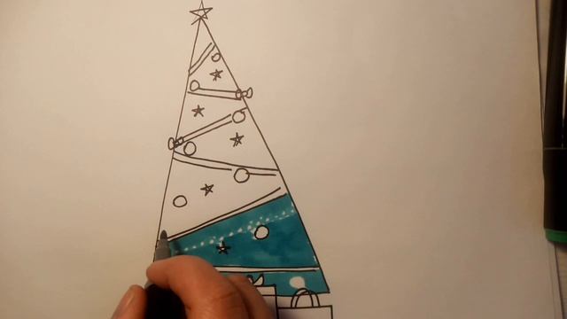 Как нарисовать новогоднюю елочку легко