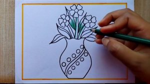 Easy and simple Flower Pot Drawing| Flower Vase drawing| How to draw flower pot drawing