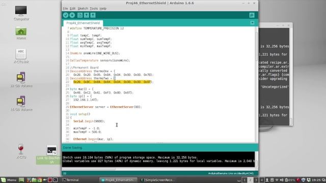 Arduino Temperature Data Displayed Over the Web Using an Ethernet Shield смотреть онлайн