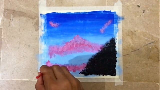 Cotton candy cloud and light ☁️ | posters colour painting nature easy | ? painting| step by step