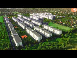 Реалистичная анимация строительства будущего дома, 3D анимация застройки жилого квартала заказать 3д