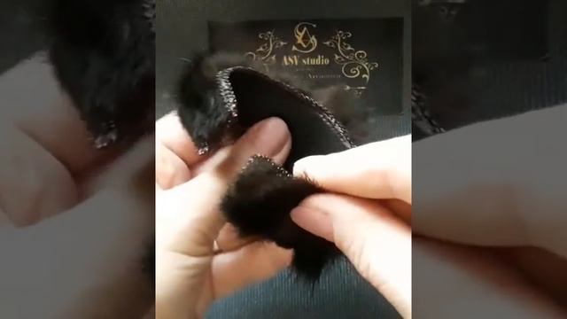 Браслет "Натуральный мех норки с аметистами"