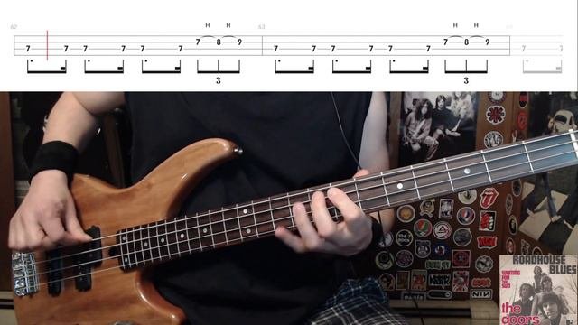 Roadhouse Blues By The Doors - Bass Cover With Tabs Play-Along