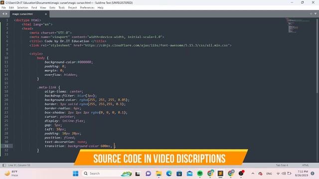 Magic Cursor Animation Using HTML ,CSS & JS |#css #html #javascript #webdevelopment @dr.iteducation