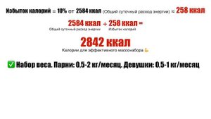 Расчет Калорий для Набора Массы (+ Белки, Жиры и Углеводы)