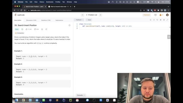 Разбор задачи Search Insert Position - Leetcode 35 - Python смотреть онлайн