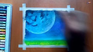 How to draw a night scenery, drawing dream world, drawing easy