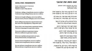 КОНЬ УНЕС ЛЮБИМОГО - סוס נשא את אהובי