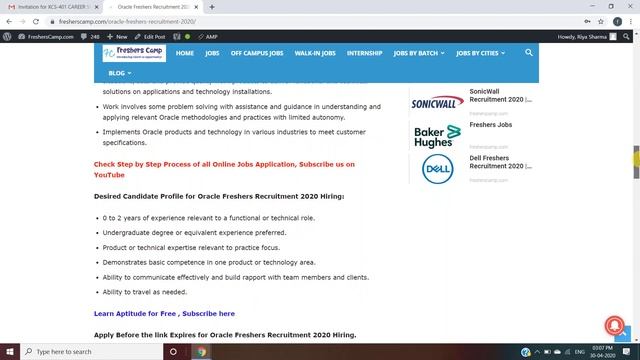 Oracle Freshers Recruitment 2020 | For Associate Consultant Position
