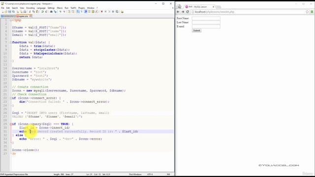 Get Last ID | Ep 21| MySQL Databases Integration
