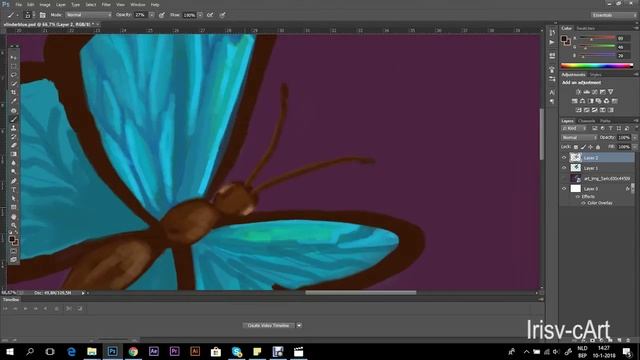 Butterfly digital painting "Energy" (Blue Morpho menelaus) photoshop смотреть онлайн