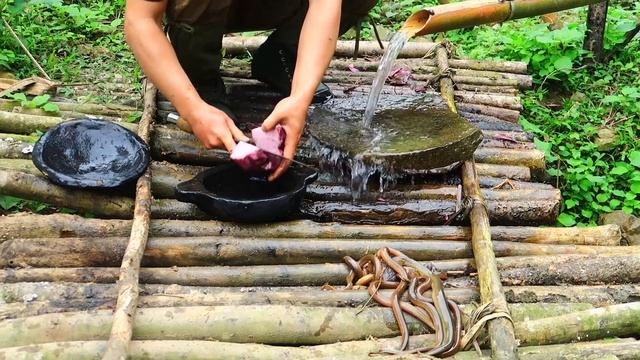 Lots of eels in a small mud pond: Survival Alone In The Rainforest | EP.106 смотреть онлайн