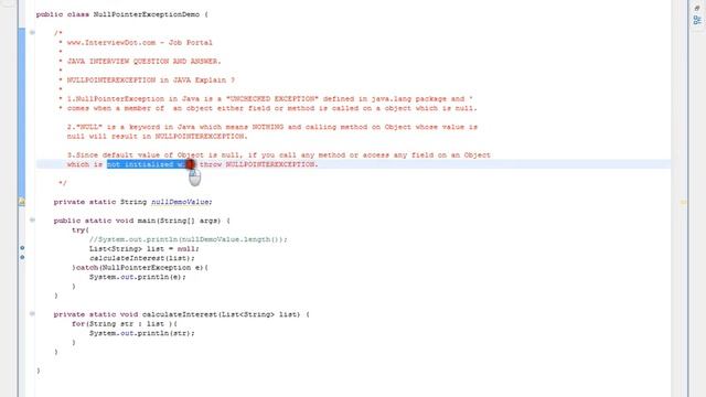 What is NullPointerException in Java