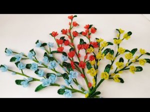 Цветы из бисера. Декоративные веточки. Мастер класс. Пошаговый мк для начинающих.