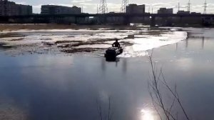 Мотобуксировщик "Ростин" тестируем на воде. Северодвинск, "Вездеход29", ул.Южная 167