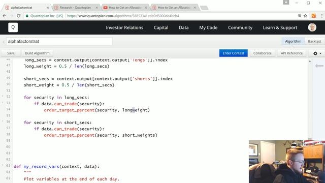 Backtesting Alpha Factor - Algorithmic Trading with Python and Quantopian p. 7 смотреть онлайн