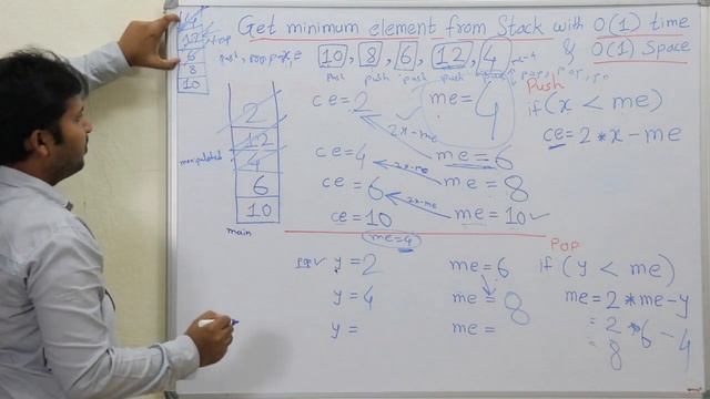 Get minimum element from stack with O(1) space complexity