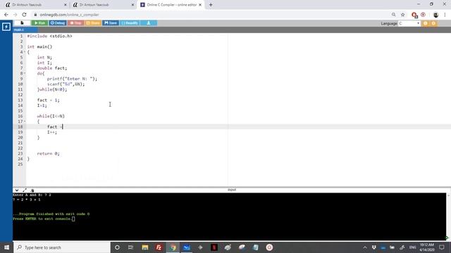 Algorithmics & Programming - Exercise - Factorial of n