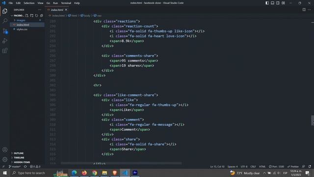 facebook clone interface HTML CSS