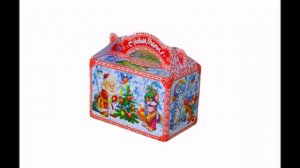 Сладкий новогодний подарок весом 1300 грамм в картонной упаковке