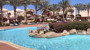 Main pool in Dream Lagoon Aqua park Resort Marsa Alam. Egypt 2022.