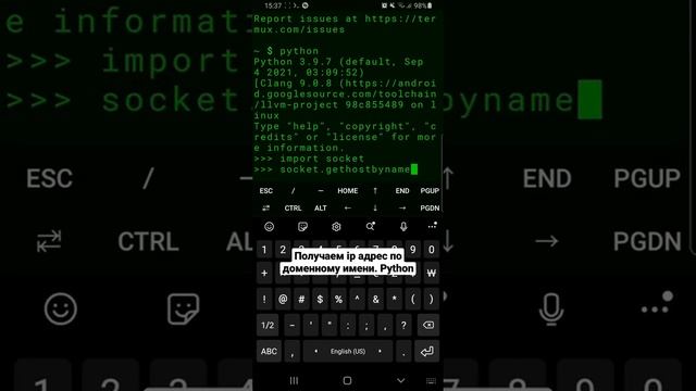 Получаем ip адрес по доменному имени. Python. (получить ip адрес сайта)