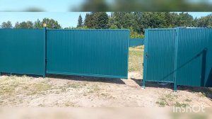 установка откатных ворот с приводом alutech rto 500   забора из профлиста