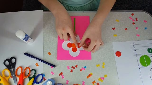 Аппликация из цветной бумаги, круги, 021 Цветок смотреть онлайн