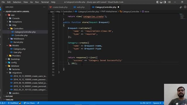 (06) jQuery ajax Crud with Laravel Yajra Datatable l Display Server Side Validation on Client Side