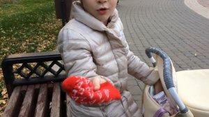 Коляска для куклы. Гуляем с Иришей и коляской в парке!