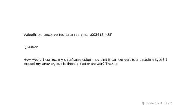 Pandas : ValueError: unconverted data remains on Pandas DataFrame смотреть онлайн