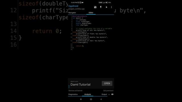 c program to print the size of int, float, double #like #share