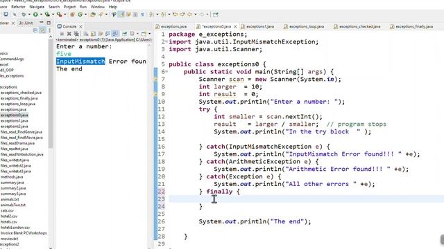 Java exception handling 4, Finally