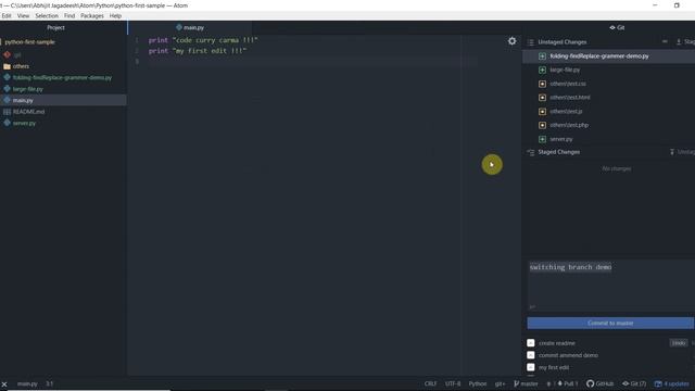 Atom Editor Tutorials #9 - Replace whole project, switch branch and undo commit in Atom смотреть онлайн